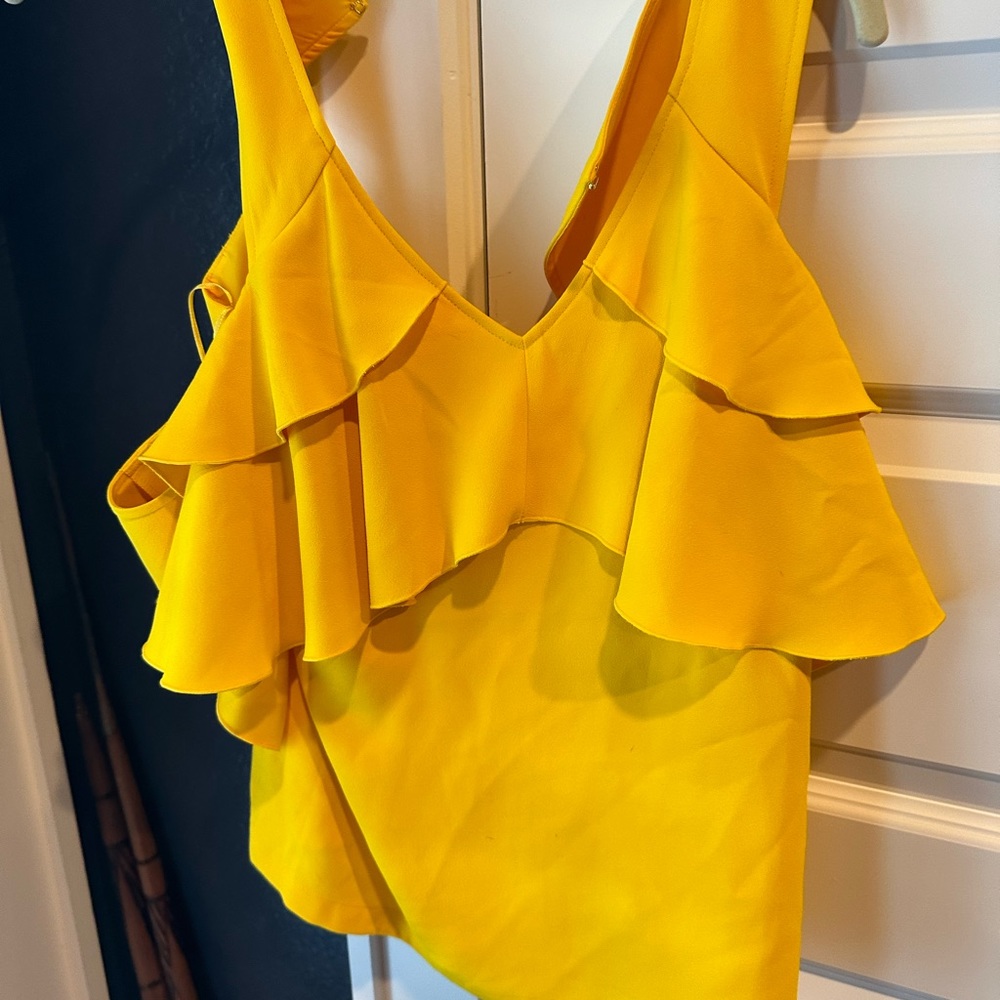 Trina Turk Yellow Ruffle Top - Picture 2 of 2